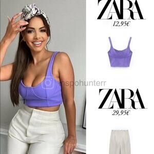NWT Zara Purple Textured Crop Top.